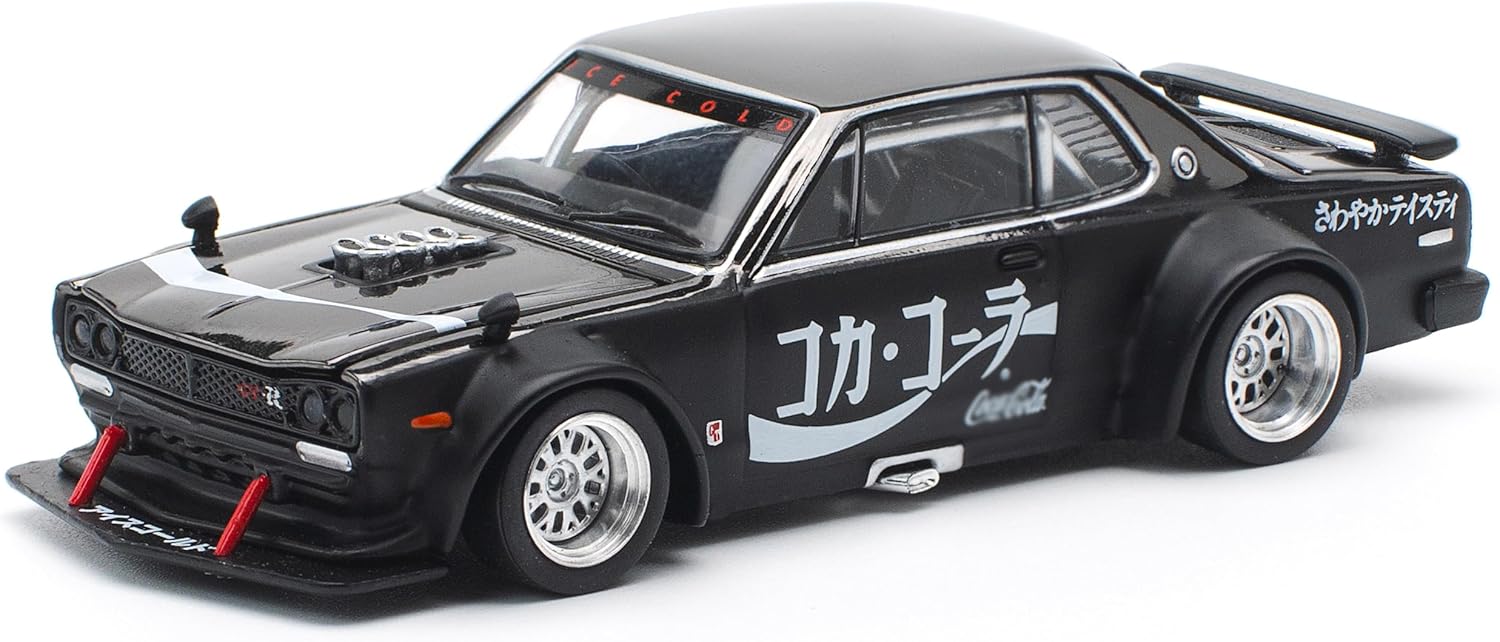 Skyline GT-R V8 Drift Hakosuka RHD (Right Hand Drive) Black 1/64 Diecast Model Car by Pop Race PR640161