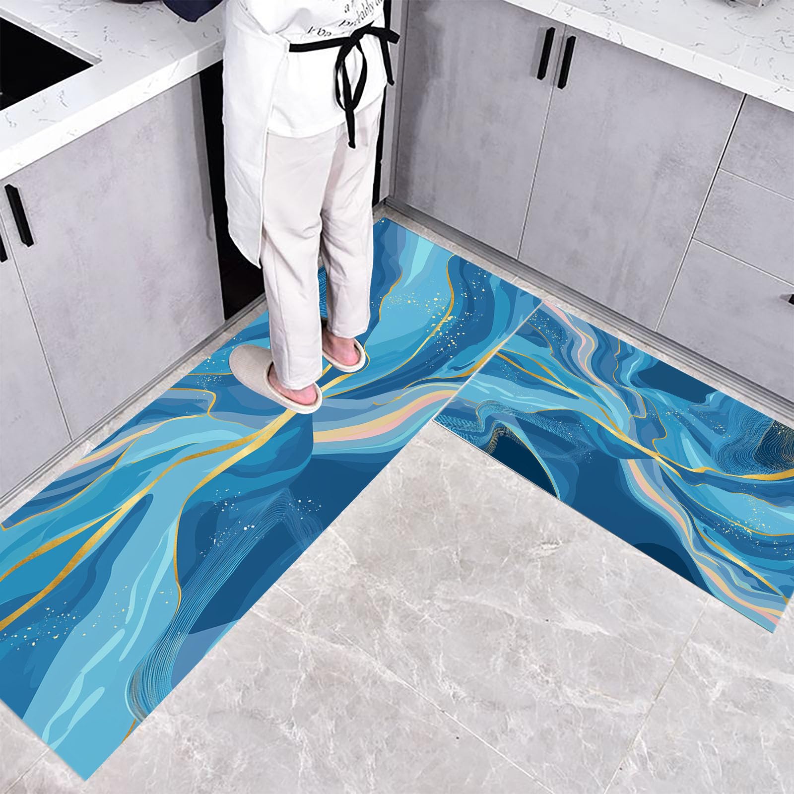 Tapis de cuisine antidérapant : lot de 2 tapis lavables contre les glissades