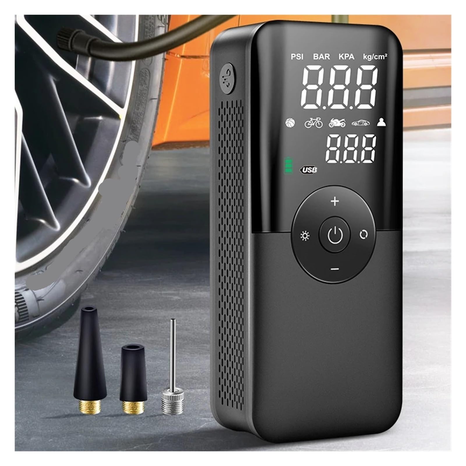 Pompe à Air, Pompe À Air Rechargeable pour Pneus, Gonfleur Portable | Numérique, Sans Fil, Voiture, Moto, Vélo, Ballons