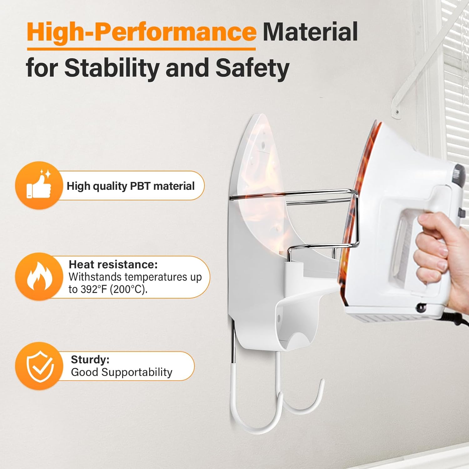 Alpinista Ironing Board Hanger Wall Mount Ironing Board Holder Wall Mount for Laundry Rooms Storage Organizer, White