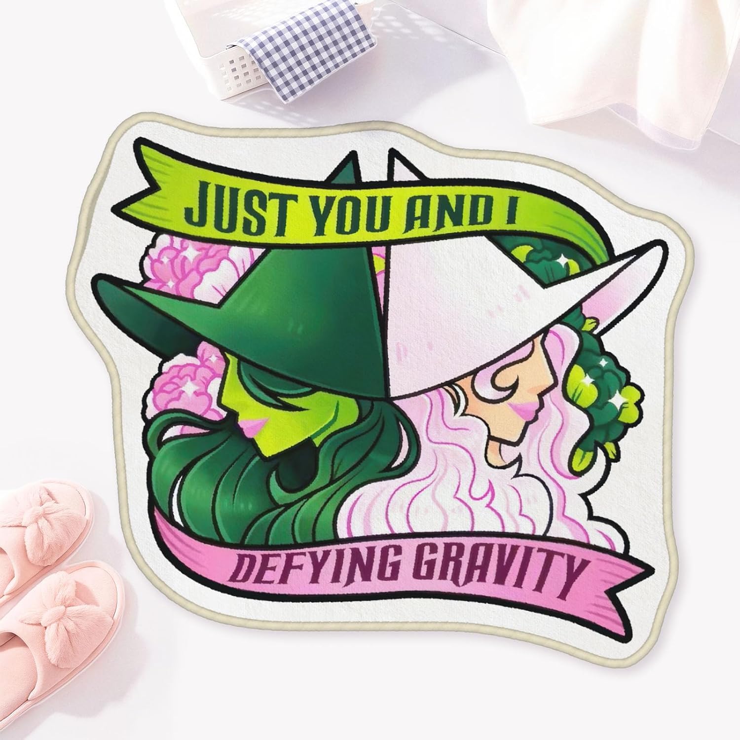 Allenjoy 31.2" x 27.5" Witch Bathroom Rugs Girls Friendship Mat Bathmat Rug Non Slip Washable