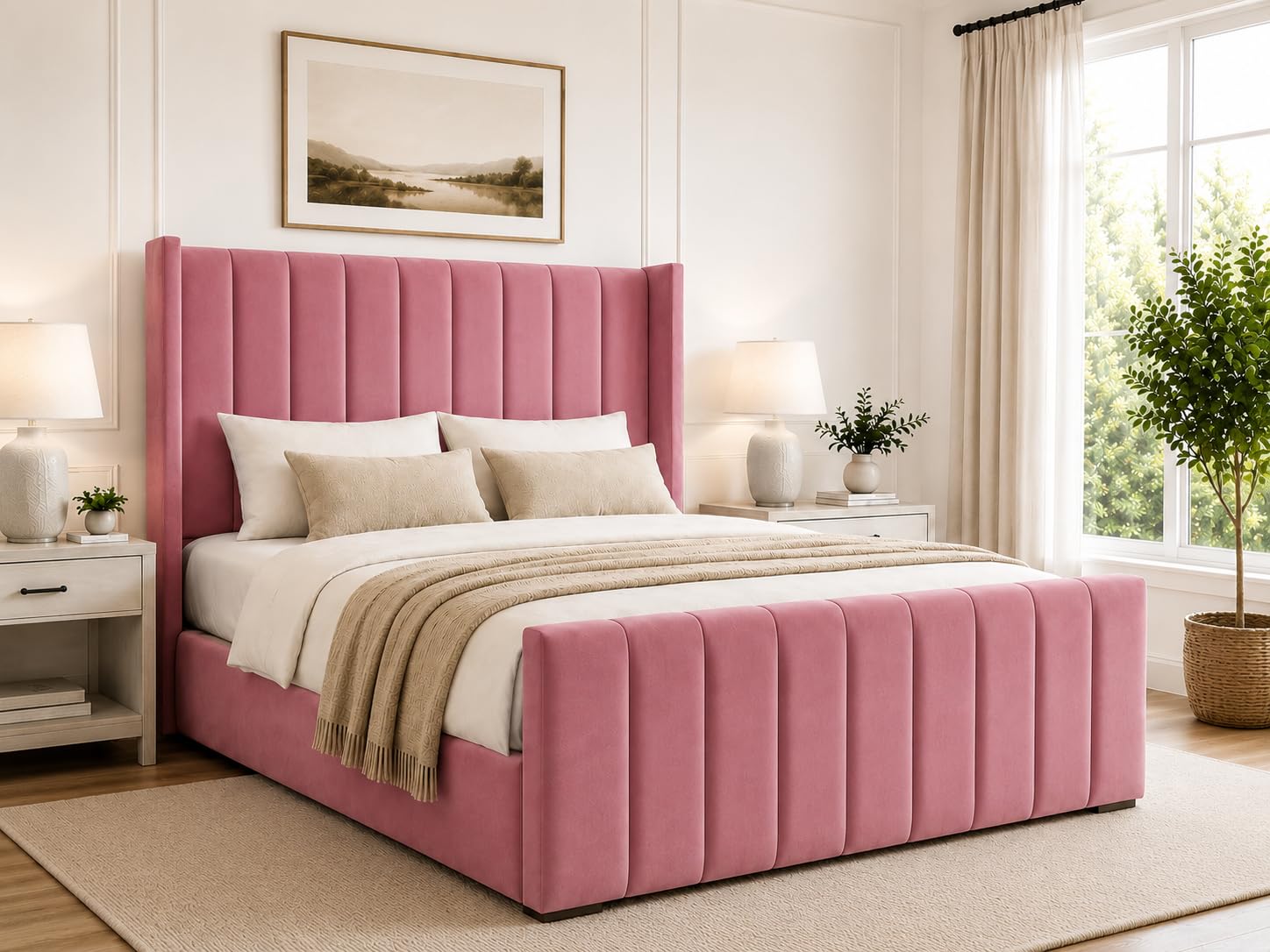 iq beds Panel Bedframe with Modern Gaslift Storage Option In Plush Velvet Bedroom furniture Single Double King and Super King Sizes