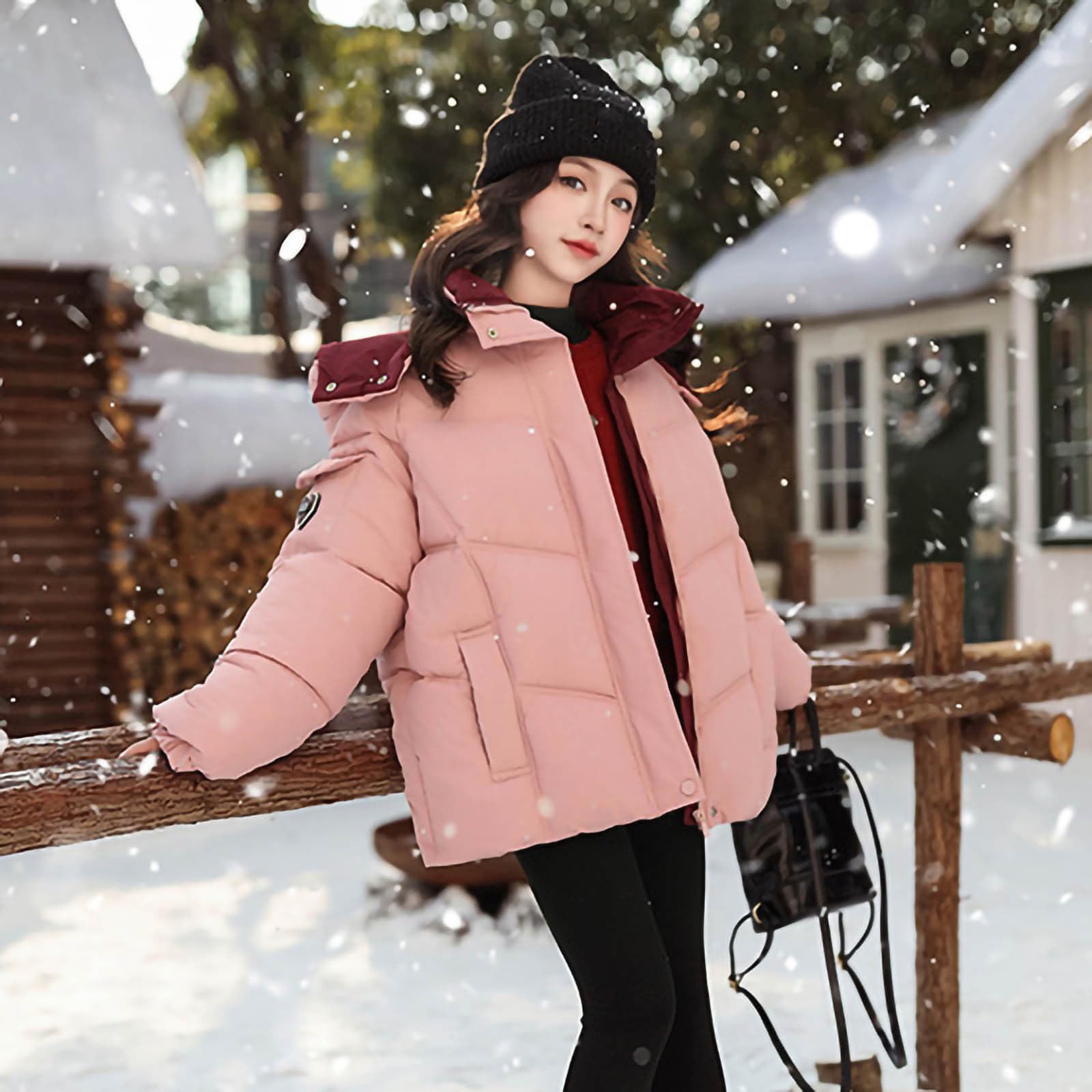 Abrigos acolchados de invierno para niñas, chaquetas gruesas acolchadas con capucha, ropa térmica cálida para clima frío, color sólido, abrigo de nieve versátil para niños de 4 a 14 años