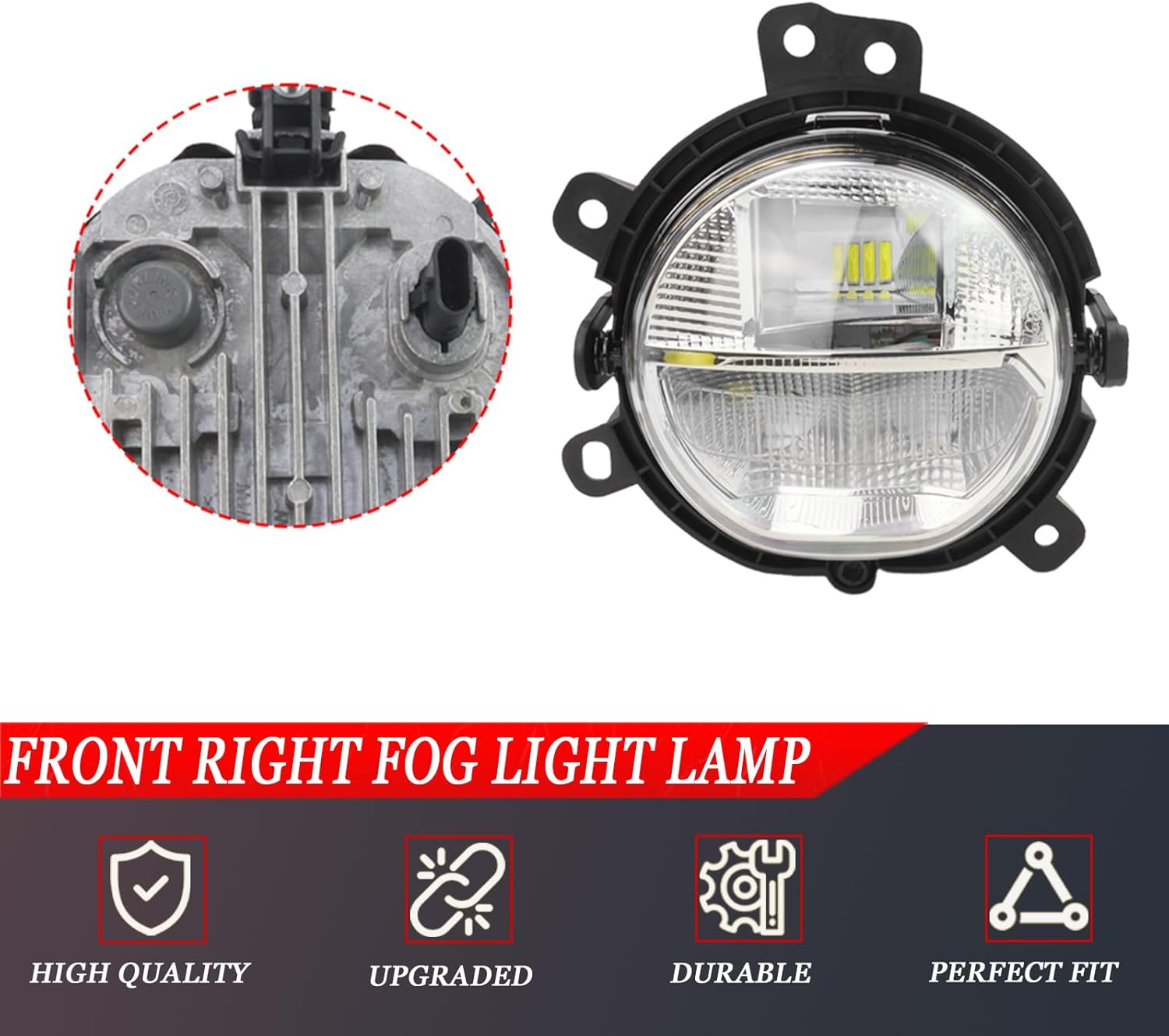 63177329172 Front Bumper Right Fog Light Lamp for Mini COOPER COOPER S 1.5T 2.0T F54 F56 F55 2015-2019, for Mini ONE 1.2T 1.5T F54 F56 2014-2018, for Mini JCW 2.0T F56 2015-2018