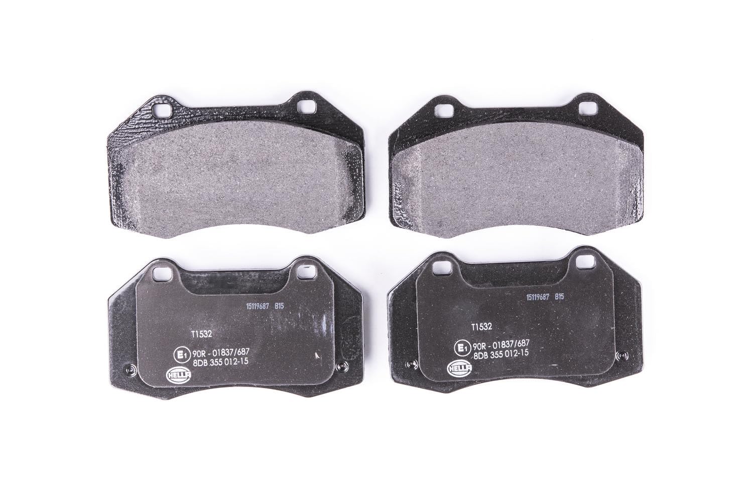 HELLA PAGID 8DB 355 012-151 Zestaw klocków hamulcowych - T1532 - Grubość: 15.3[mm] - System hamulcowy: Brembo - nieprzygotowany dla wskaźnika zużycia - dla m. in. RENAULT