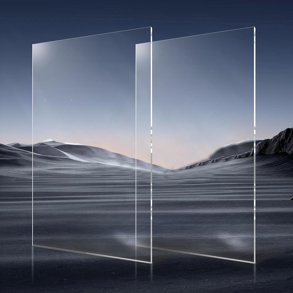 VEVOR Plexiglass Acrylic Sheets, 2-Pack Plastic Sheet, 24 x 48 Inch 1/8 Inch Thick Clear Plastic Cast Transparent Glass for Crafting Projects, Replacement Picture Frame Glass, DIY Display, Easy to Cut
