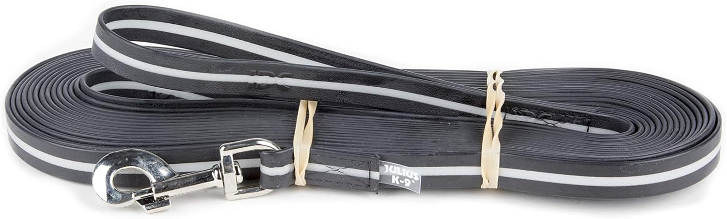 Julius-K9 IDC-Lumino Phosphorescent Leash with Handle, 0.75 in x 32.8 ft, Black