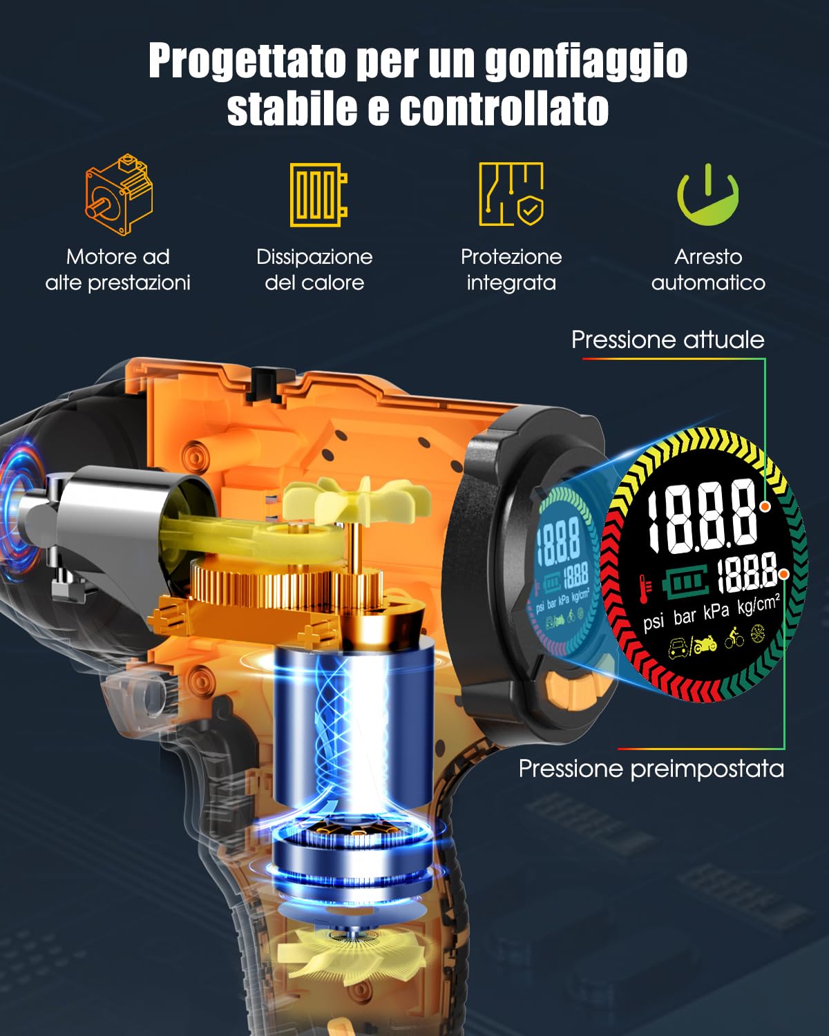 AUTDER Gonfiatore Pneumatici Portatile — immagine 4 di 13