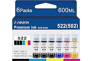 Ankink T522 High Capacity Refill Ink Bottle Replacement for Epson 502