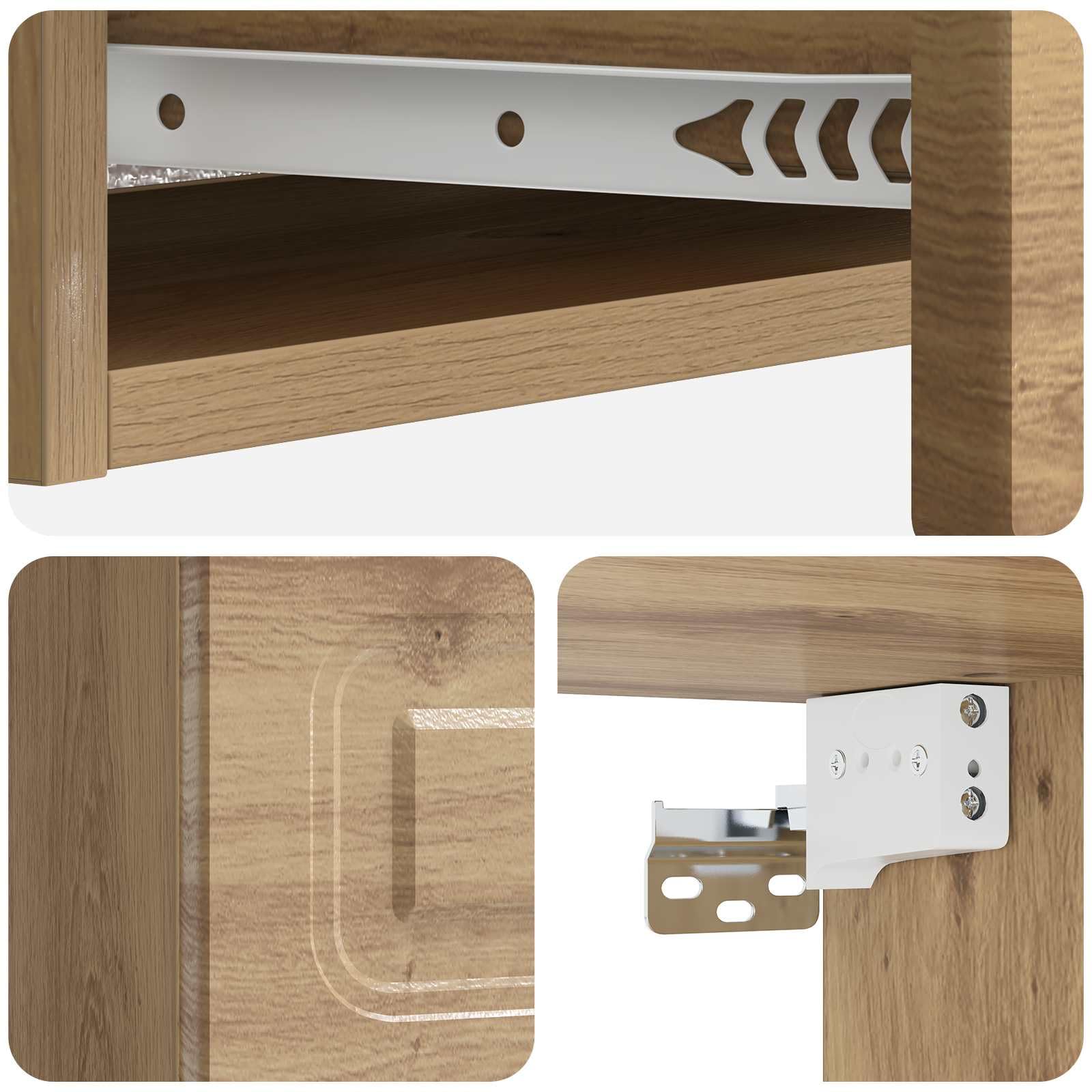 Hothingwell Meble ścienne z drewna konstrukcyjnego z regulowanymi półkami i zamykanymi drzwiami, uniwersalne przechowywanie do salonu lub biura, minimalistyczny design, wymiary 87,5 x 34,5 x 17 cm