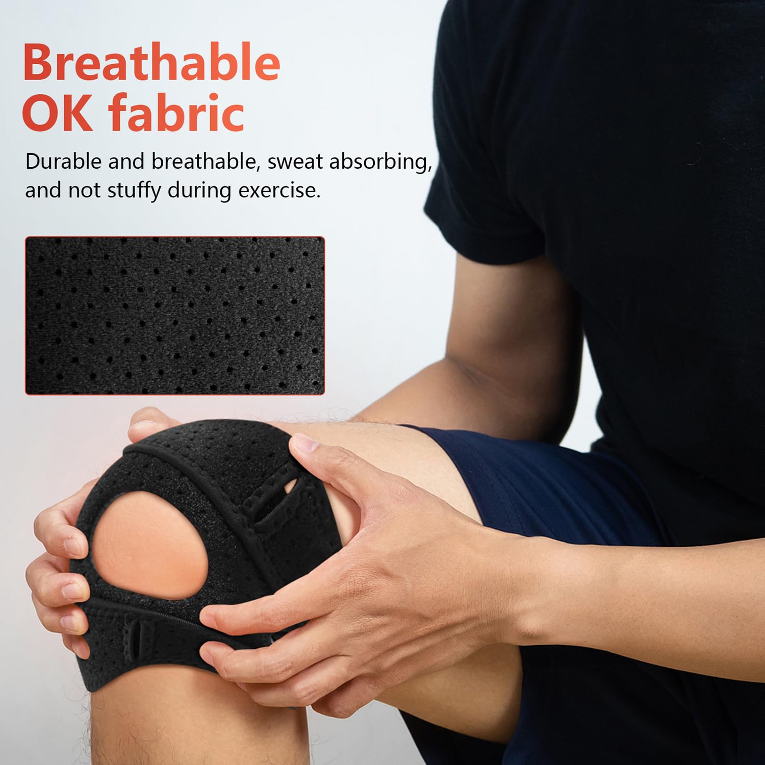 Knee Brace for Women Men,Patellar Pad Realign Knee Joint While You Move, Adjustable Tendon Support Sleeve Braces for Meniscus,Osteoarthritis, Orthopedic, Knee Support for Athletes (Black-1 Pack) - Image 2