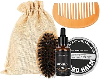 Conjunto de cuidados com a barba masculina, conjunto de óleo para barba durável e kit de pente de barba para uso em salão de beleza para cuidados com o bigode para uso doméstico
