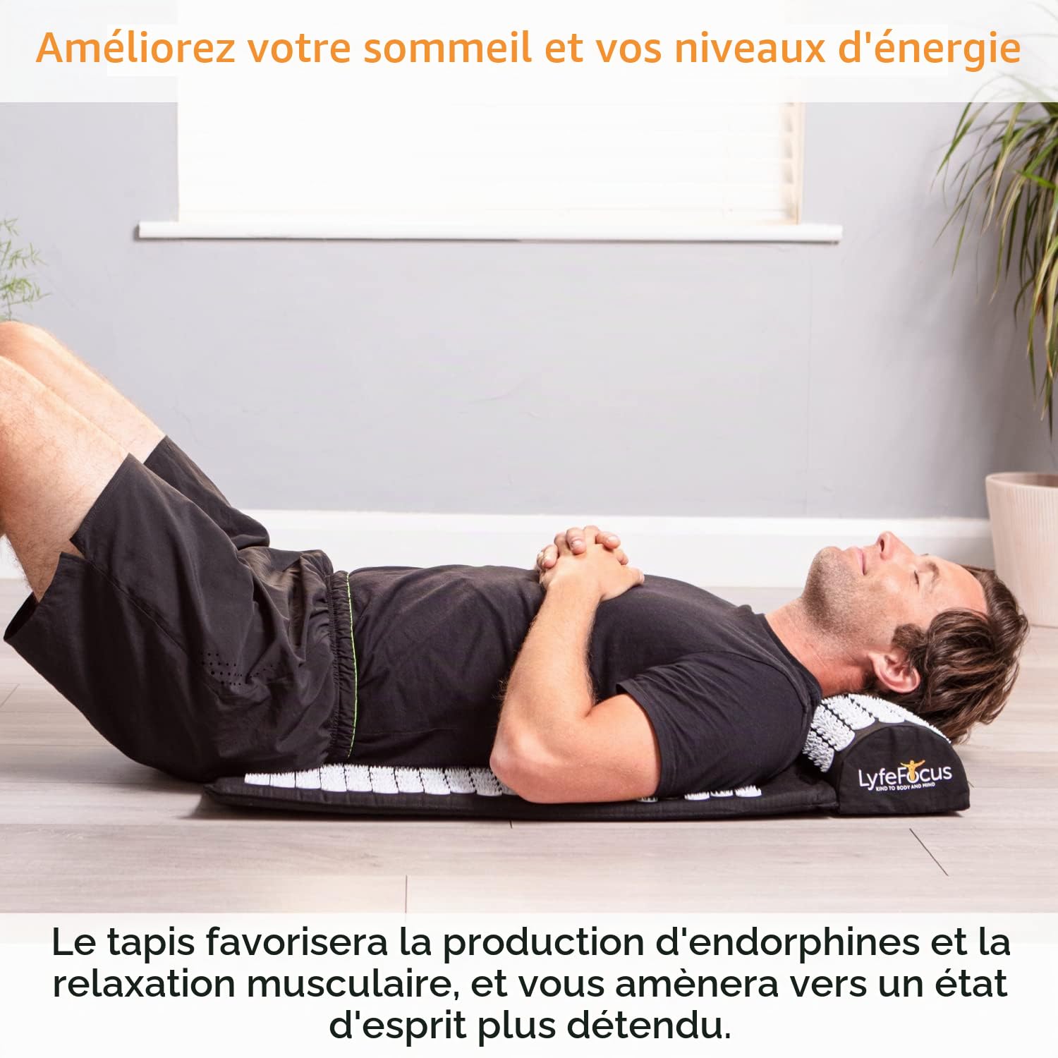 LyfeFocus Ensemble Tapis d'Acupression & Oreiller avec Sac – Tapis de Massage Rembourré pour Soulager le Dos, le Cou & les Épaules – Réduit la Tension Musculaire & le Stress.