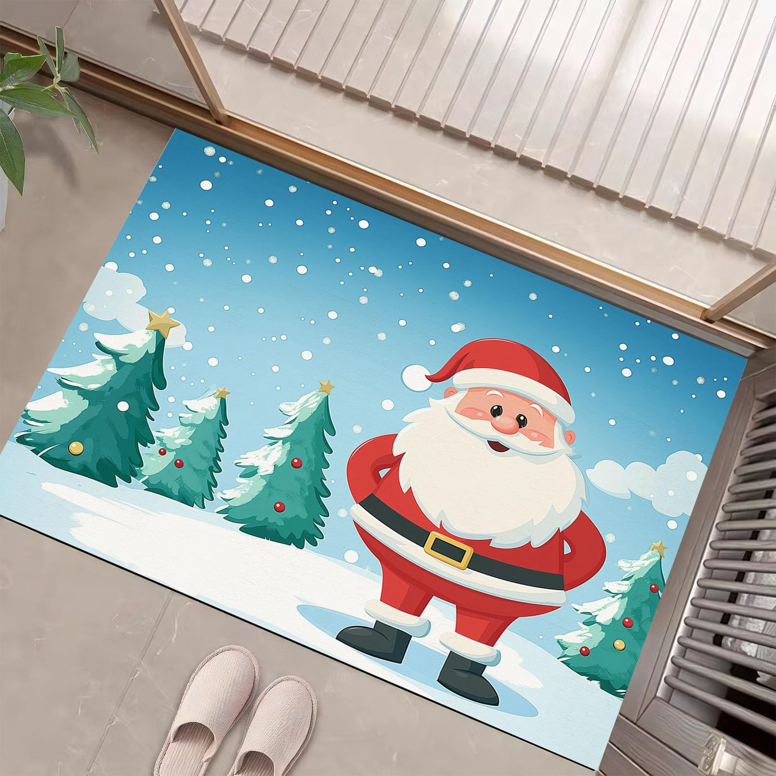 Tapis d'entrée motif Père Noël grand format pour décorer votre intérieur