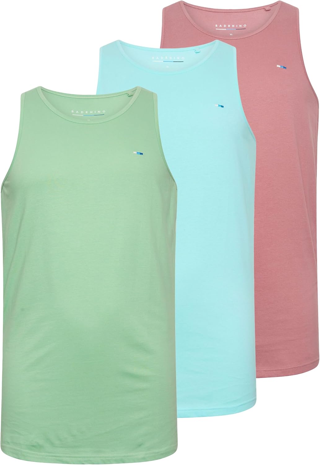 BadRhino Big & Tall Mens 3 Pack Vests Green