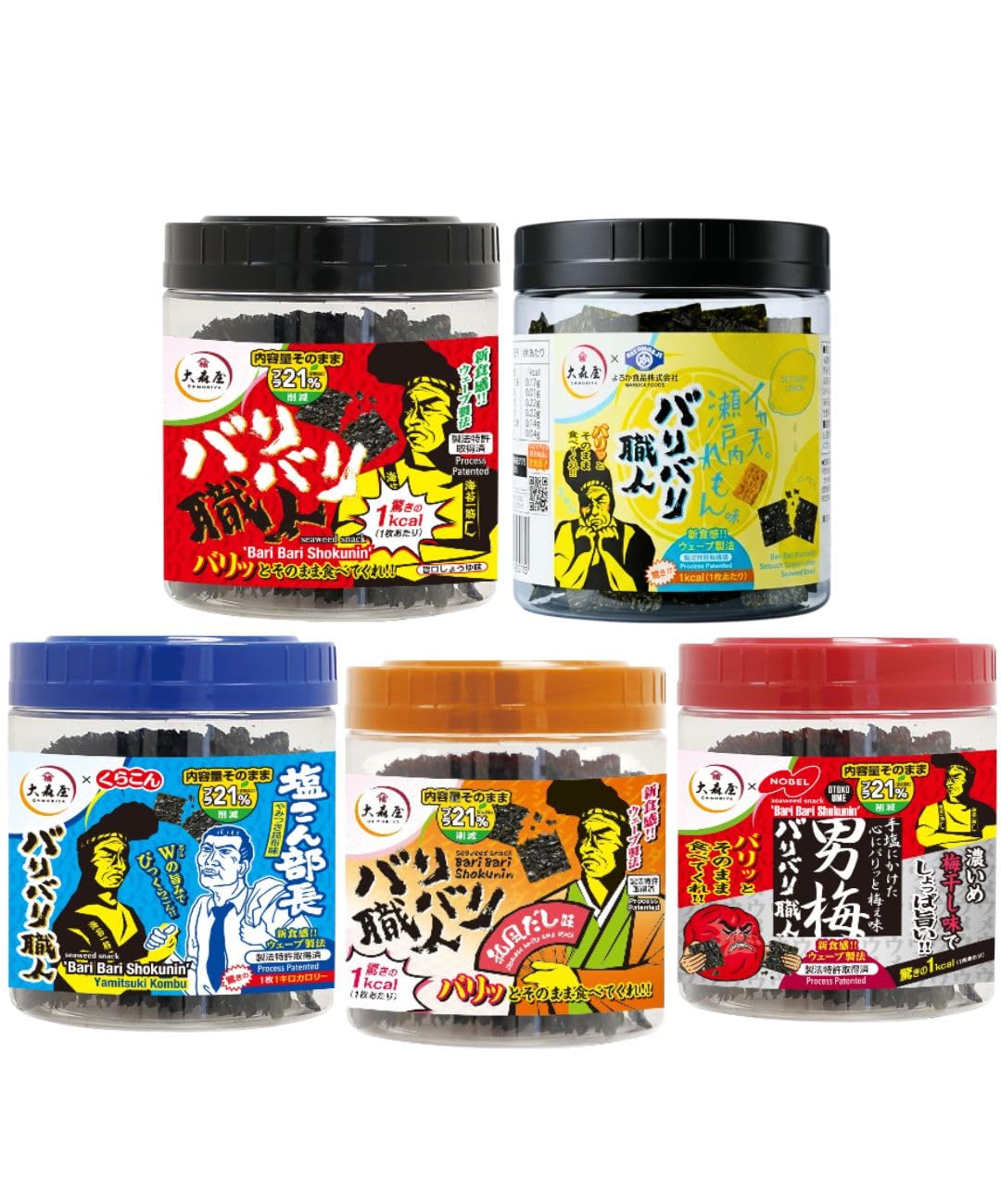 Amazon.co.jp: 大森屋 バリバリ職人 5種（30枚入×5） アソート（瀬戸