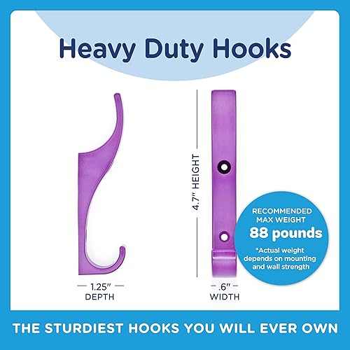 Miniatura 6 de Toughook Ganchos resistentes para colgar abrigos, chaquetas, mochilas, sombreros de béisbol, ganchos de color arcoíris montados en la pared para