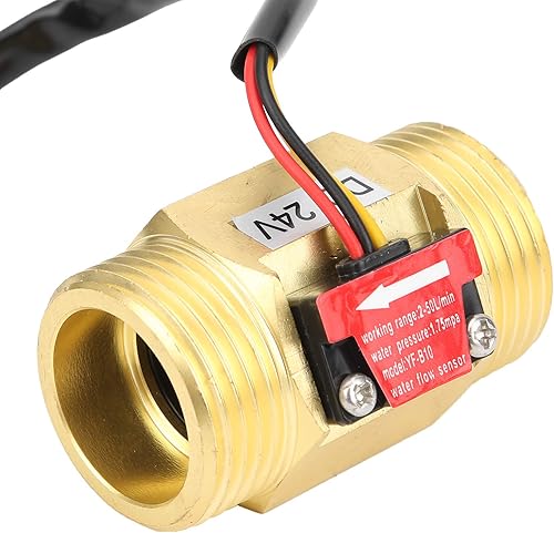 Miniatura 4 de Eujgoov Sensor de agua YFB10 G1in rosca macho latón efecto Hall contador de flujo líquido para calentadores de agua, DC24V 2  50LMIN
