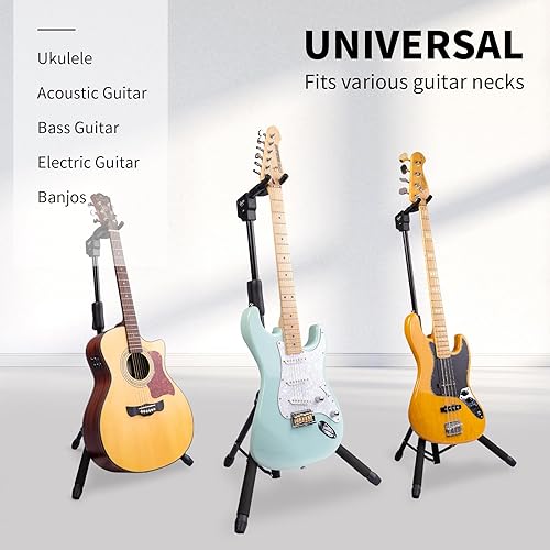 Miniatura 6 de GUITTO - Soporte universal portátil ajustable plegable para guitarra colgante de altura extendida trípode para guitarra acústica, clásica,