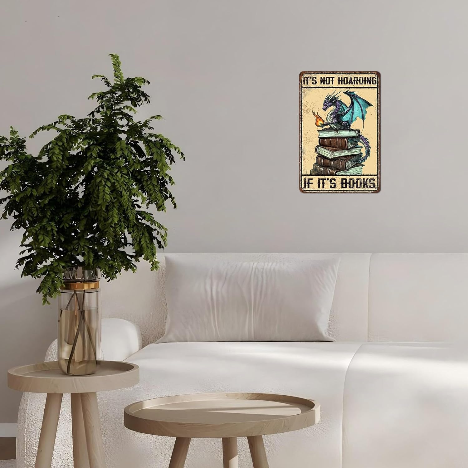 Dragon Vintage Tin Sign It's Not Hoarding If It's Books Metal Sign for Home Cafe Bedroom Library Bookshelf Wall Decor 12 * 8inch - Image 6