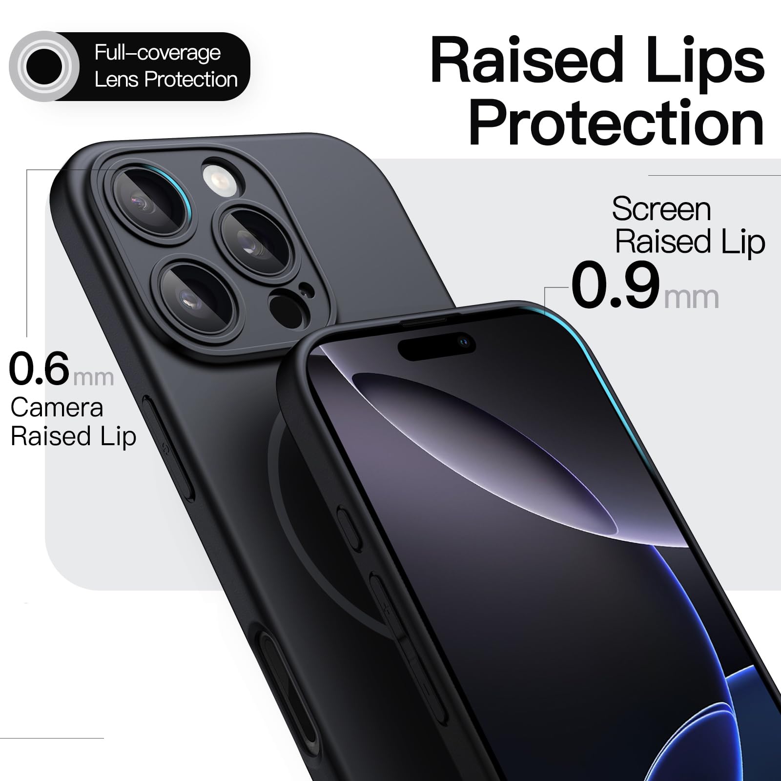 JETech Cover Magnetica Slim per iPhone 16 Pro Max 6,9 Pollici Compatibile con MagSafe, Protezione Completa Lenti della Fotocamera, Custodia Ultra Sottile Leggera Finitura Opaca (Nero)