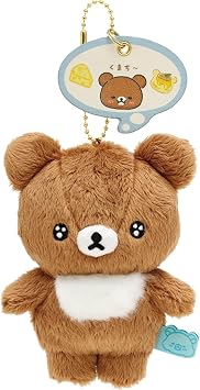 San-X Rilakkuma "Everyones Full and Happy Eating" Hanging Plush Toy Chairoikoguma MO65501 Size H x W x D 5.1 x 3.9 x 2.6 inches 13 x 10 x 6.5 cm