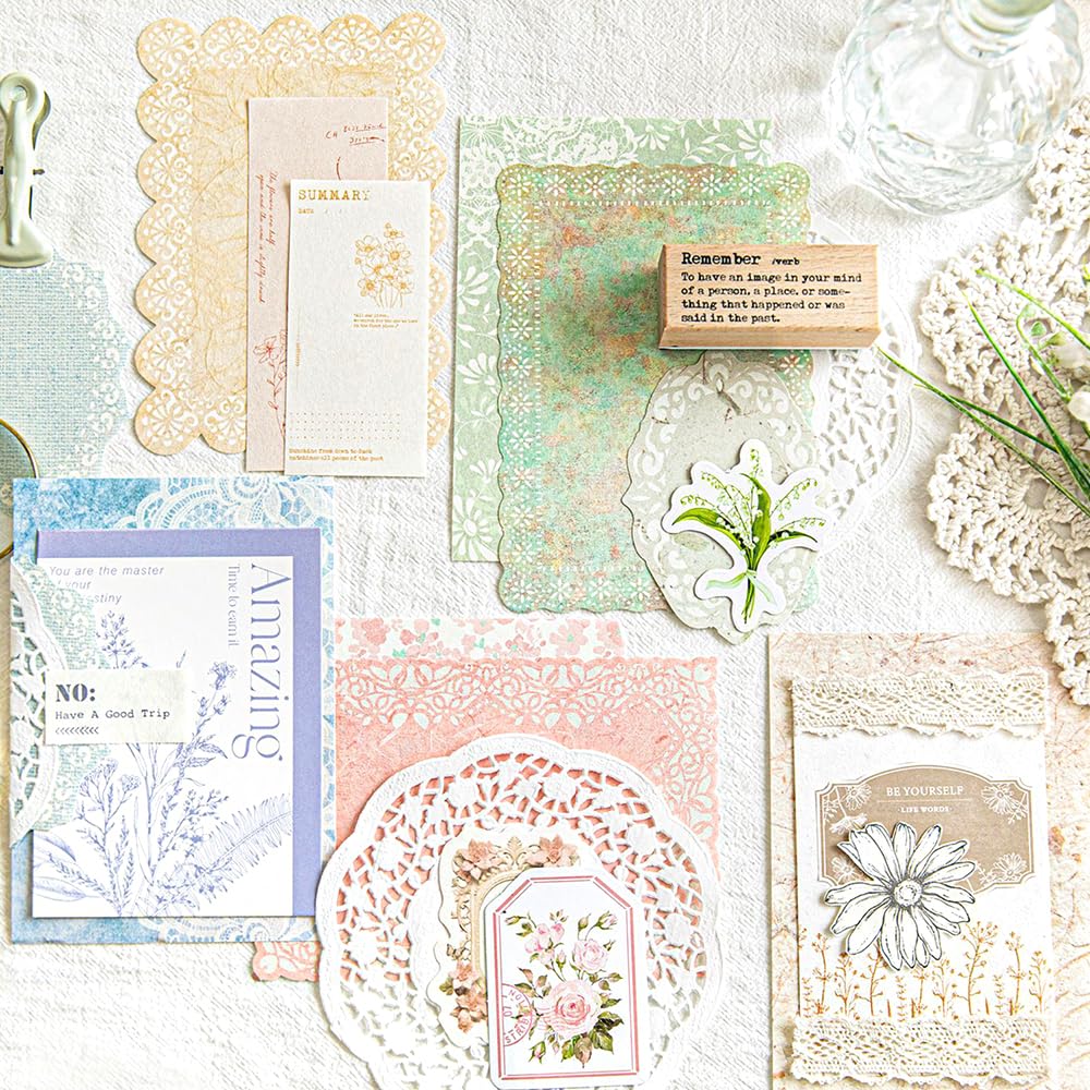 Confezione da 400 adesivi vintage per album di ritagli, per découpage, fiori, album di ritagli, etichette di carta, adesivi per diari, diari, collage, quaderni artigianali