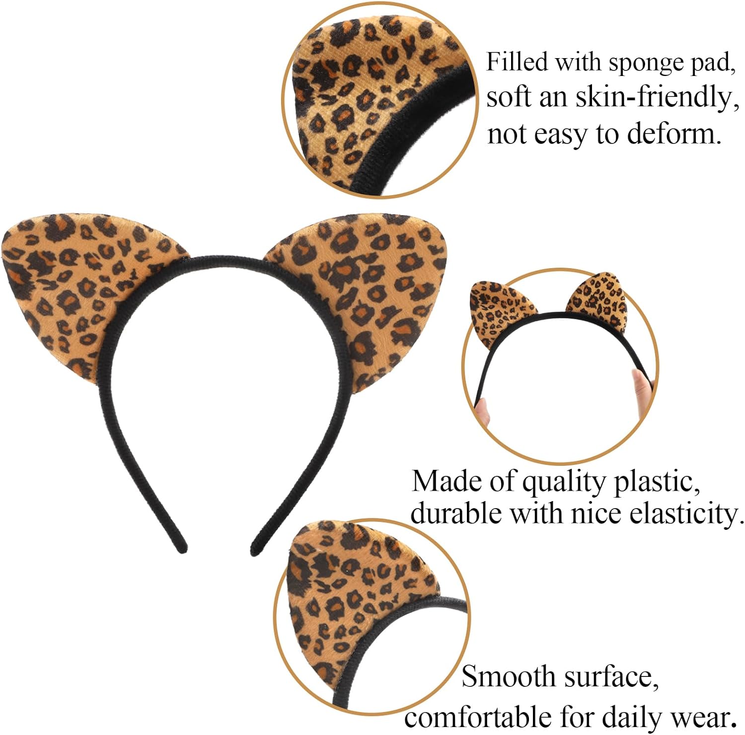 Yesland 20 Pcs Cheetah Ears Headband for Women, Leopard Cat Ears Headband Birthday Party Decorations Supplies Halloween Costume Accessory - Image 3