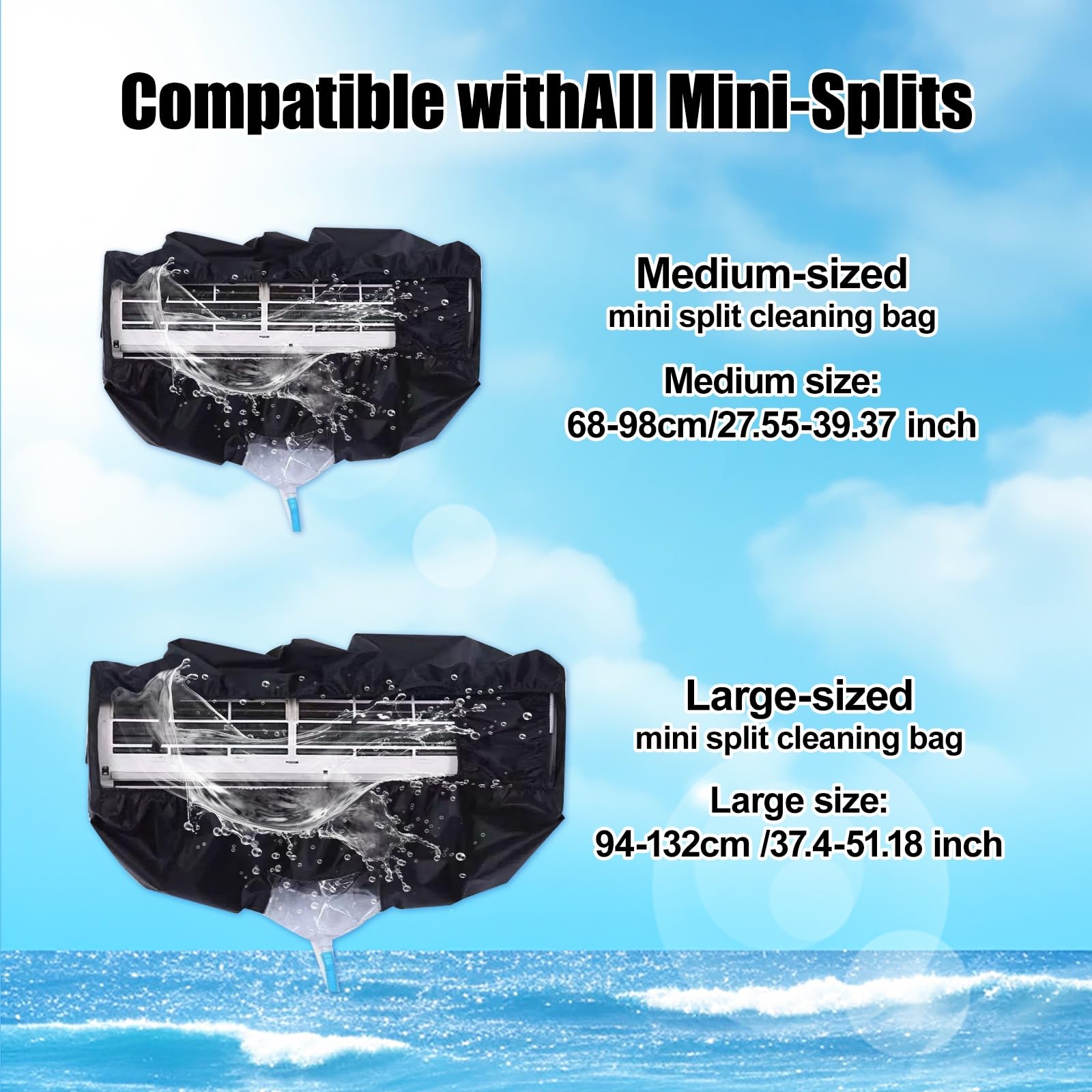 Kit de Limpieza Profunda para Limpieza de Aire Acondicionado, Bolsa de Limpieza de Aire Acondicionado con Manguera de Agua (13 Piezas, Pequeña, Negra)