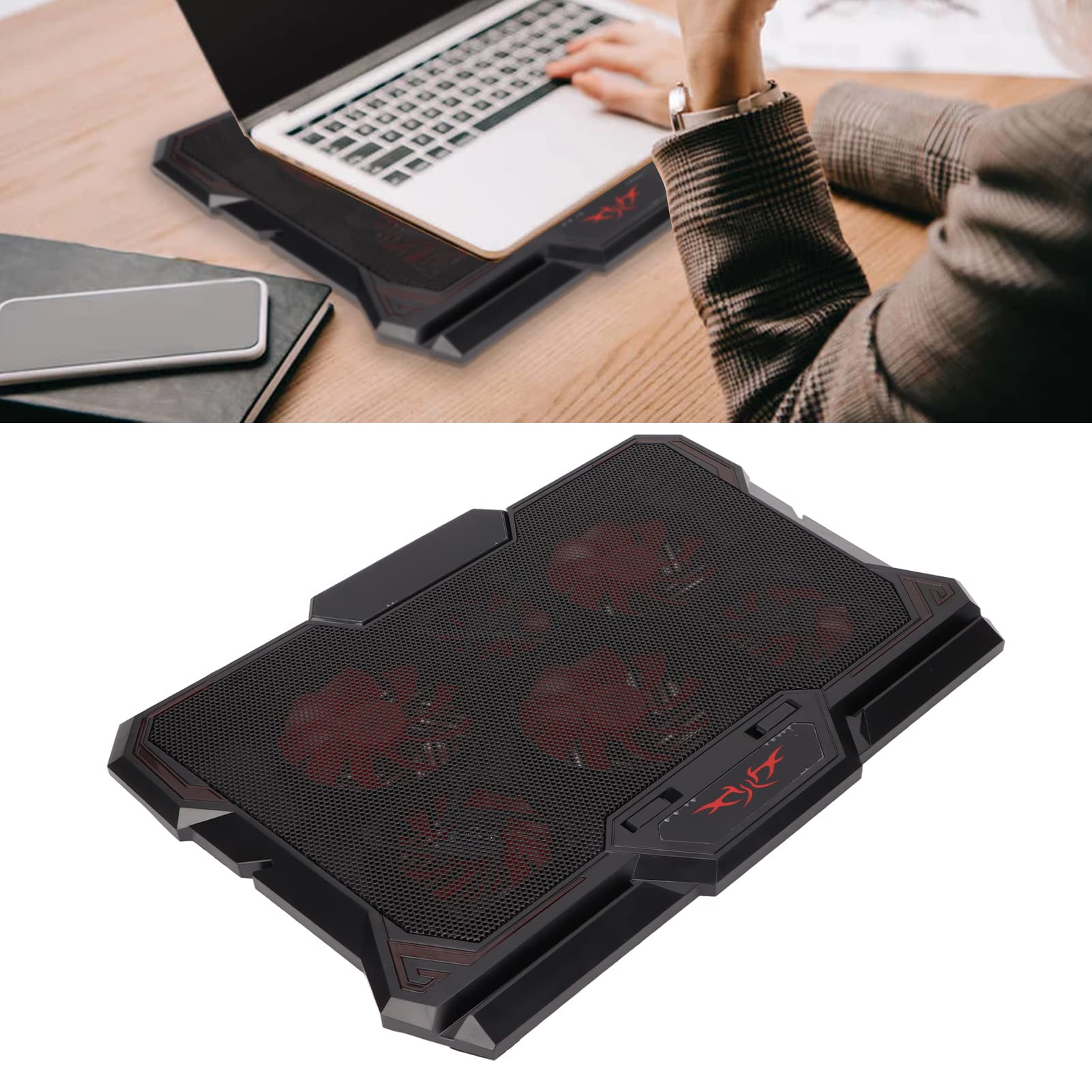 ANGGREK Raffreddatore per Laptop, Base di Raffreddamento Ultra Sottile con 6 Ventole per Laptop da 12" a 17,3", Velocità Regolabile e Design Ergonomico per Giocatori e Professionisti