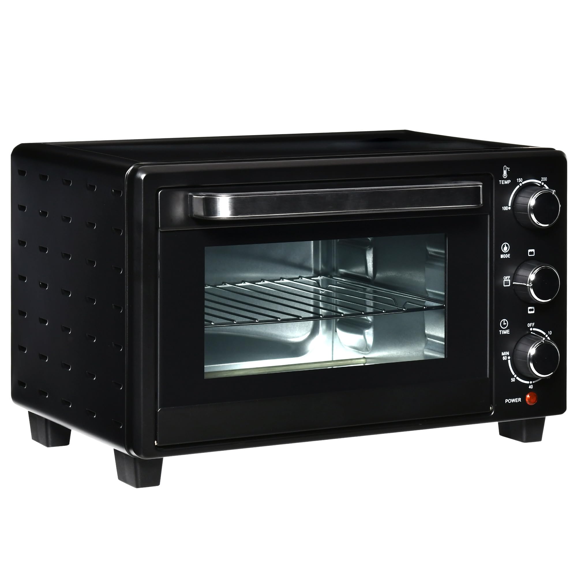 HOMCOM Tabletop Electric Oven 21L 1400W Timer Black | Mini Toaster Oven, Timer up to 60min, Adjustable Temperature up to 230°C