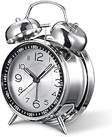 Vista 9 de Cadmos Reloj despertador con alarma fuerte para personas que duermen profundamente, diseño retro de 10 cm, silencioso, sin tic-tac, de cuarzo
