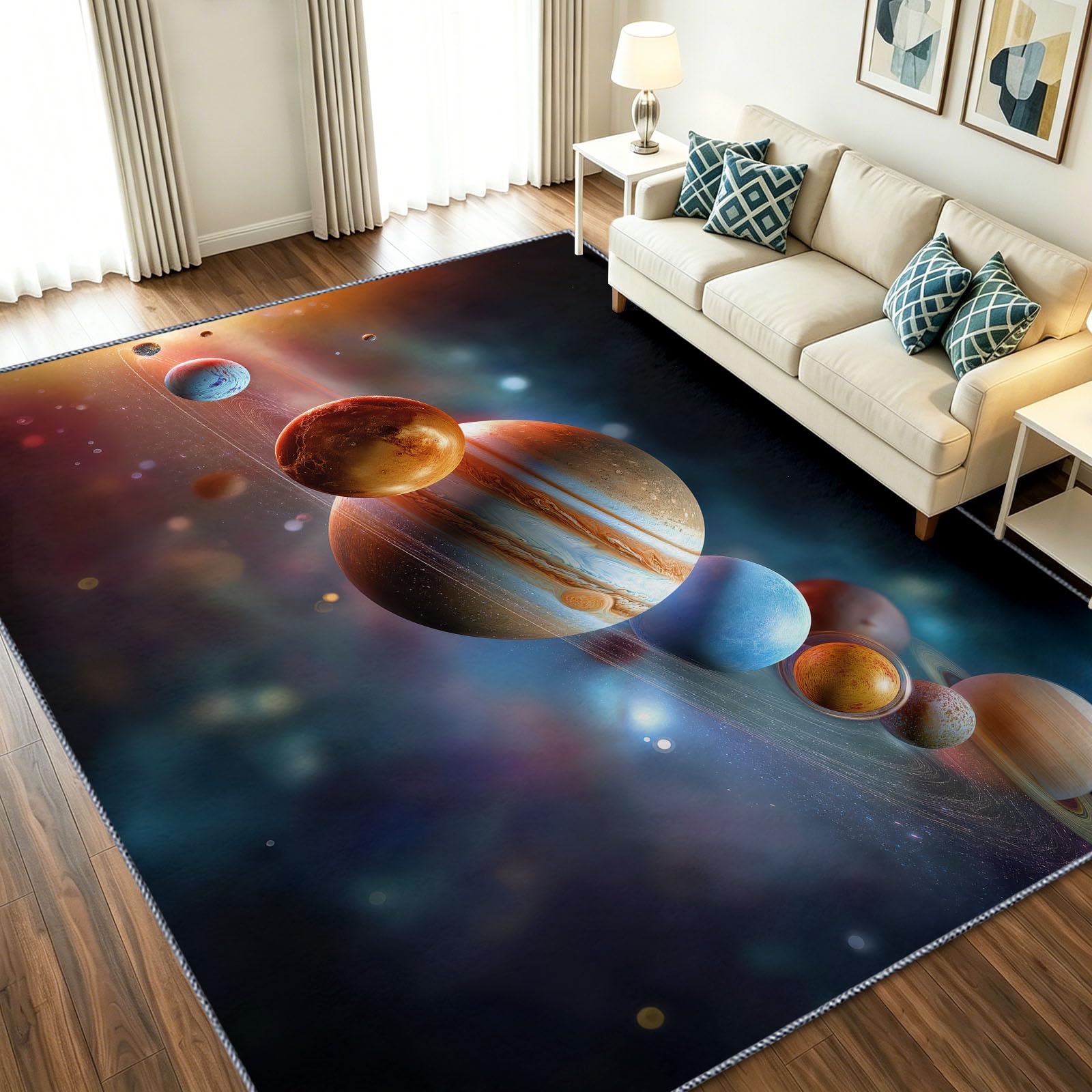 Dywany do sypialni, salonu, 140 x 200 cm, wszechświat, planeta, galaktyka, super miękki dywan z krótkim włosiem, kosmos, science fiction, nie gubi włosia, dywan do jadalni, łatwy do czyszczenia