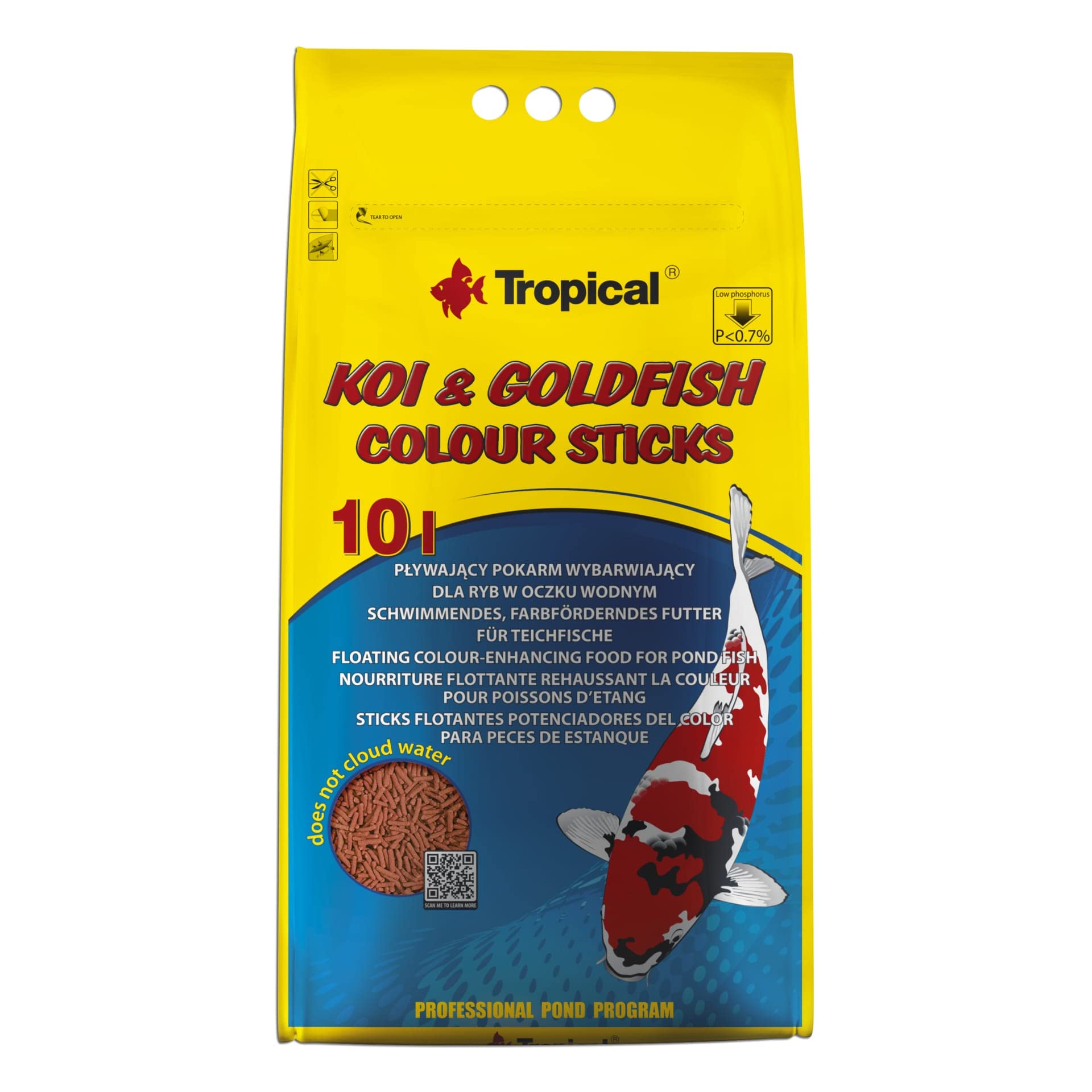 KOI&Goldfish Colour Sticks 10L / 800G - Sticks flotantes potenciadores del Color para Peces de Estanque