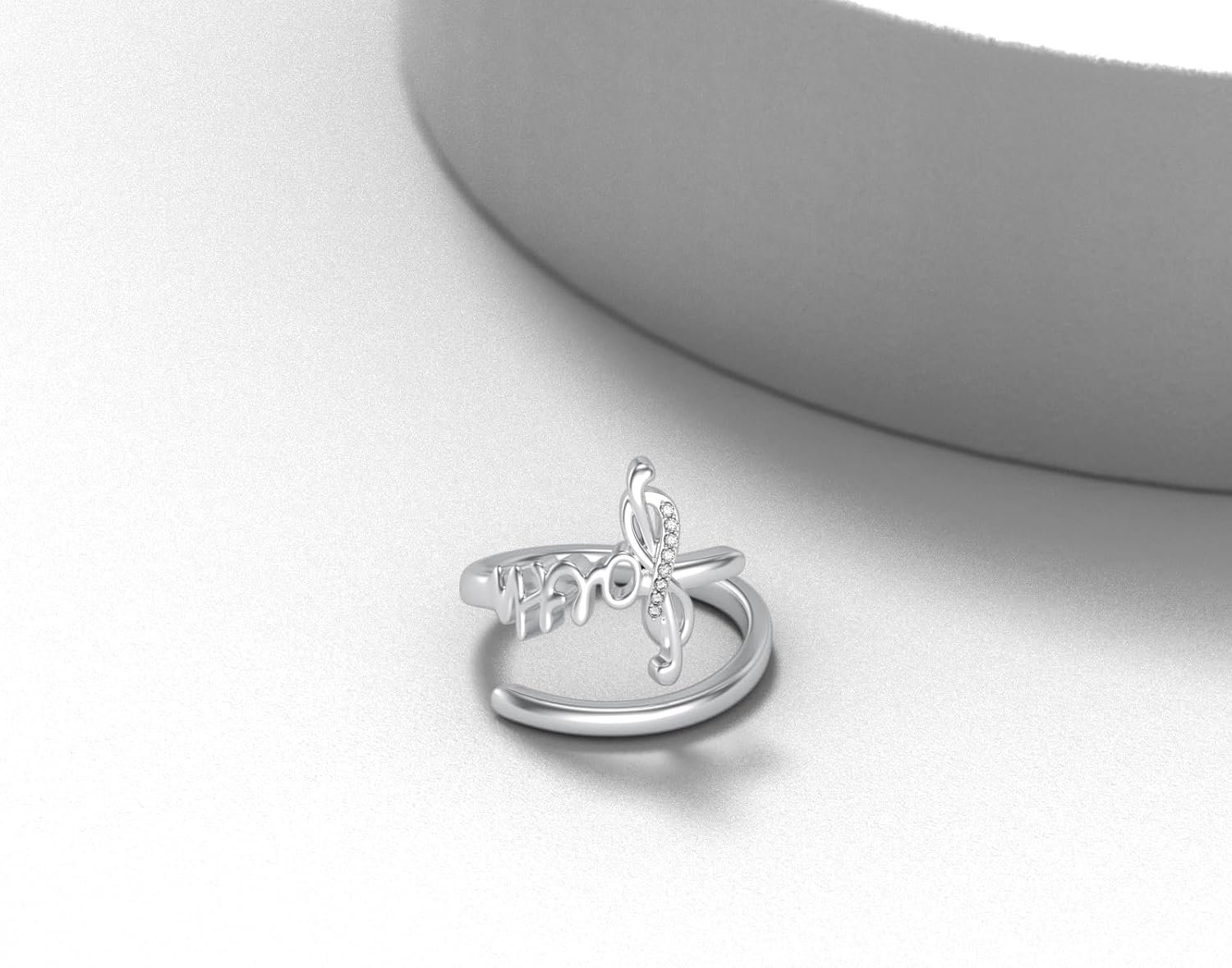 Diamond Faith Cross Ring for Women 925 Sterling Silver Faith Open Rings with Lab Grown Diamond Jewelry Gifts for Her