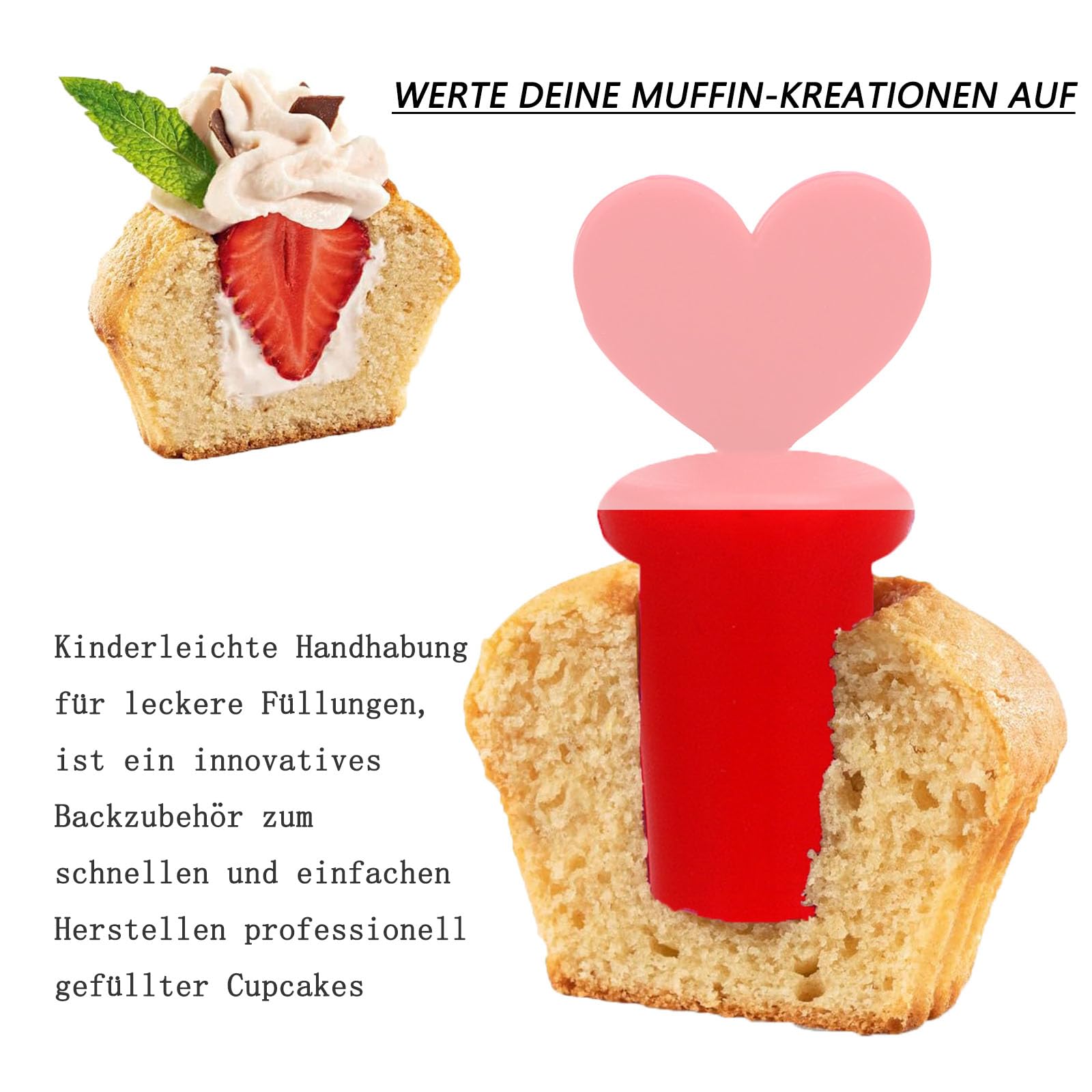 6x Silikon Backförmchen Zum Aushöhlen Von Muffins & Cupcakes – Wiederverwendbar, Spülmaschinenfest, Für Süße & Herzhafte Füllungen