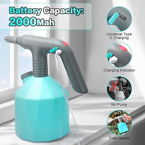 Miniatura 5 de Electric Plant Mister - Botella pulverizadora automática de 1.6 L para plantas de interior, pulverizador continuo de niebla fina de mano con batería