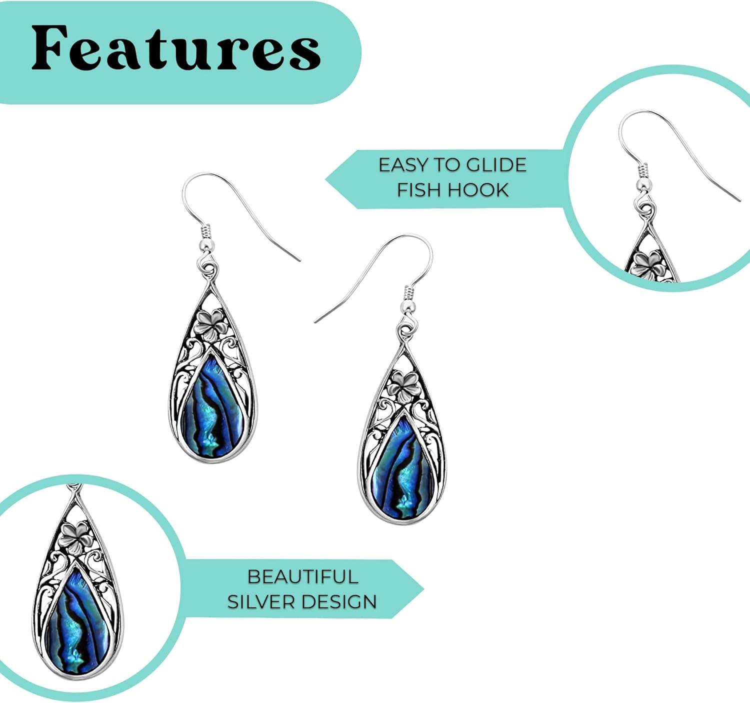 Funky Earrings for Women - Sterling Silver Unique Vintage Beach Earrings - Jewelry Anniversary Birthday Christmas Gifts - Image 5