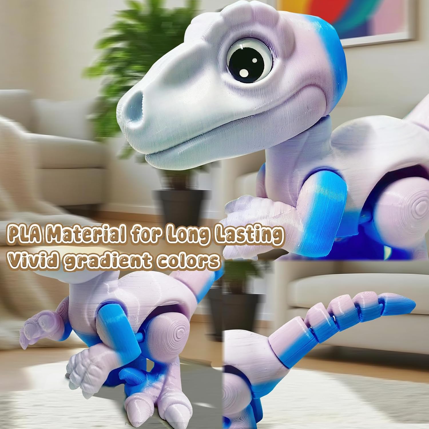 R&DLanci 3D Printed Dinosaur Toys for Toddlers - Adorable Flexible Dinosaur Toy,PLA Material, Environmentally Friendly for Toddlers,Cute Dinosaurs Toys for Kids, Gift for Christmas, Birthday,Party