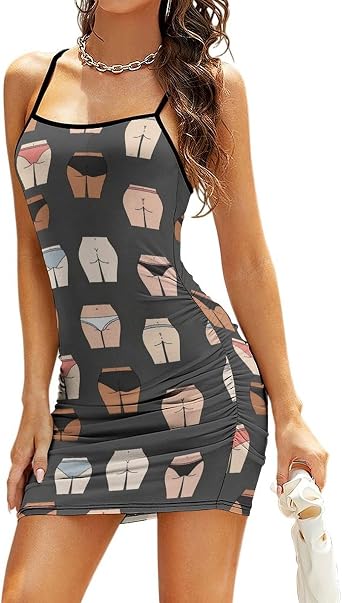 Mini Dress for Women, Spaghetti Strap Short Dresses Comfortable Sundress Vacation Beach Dress
