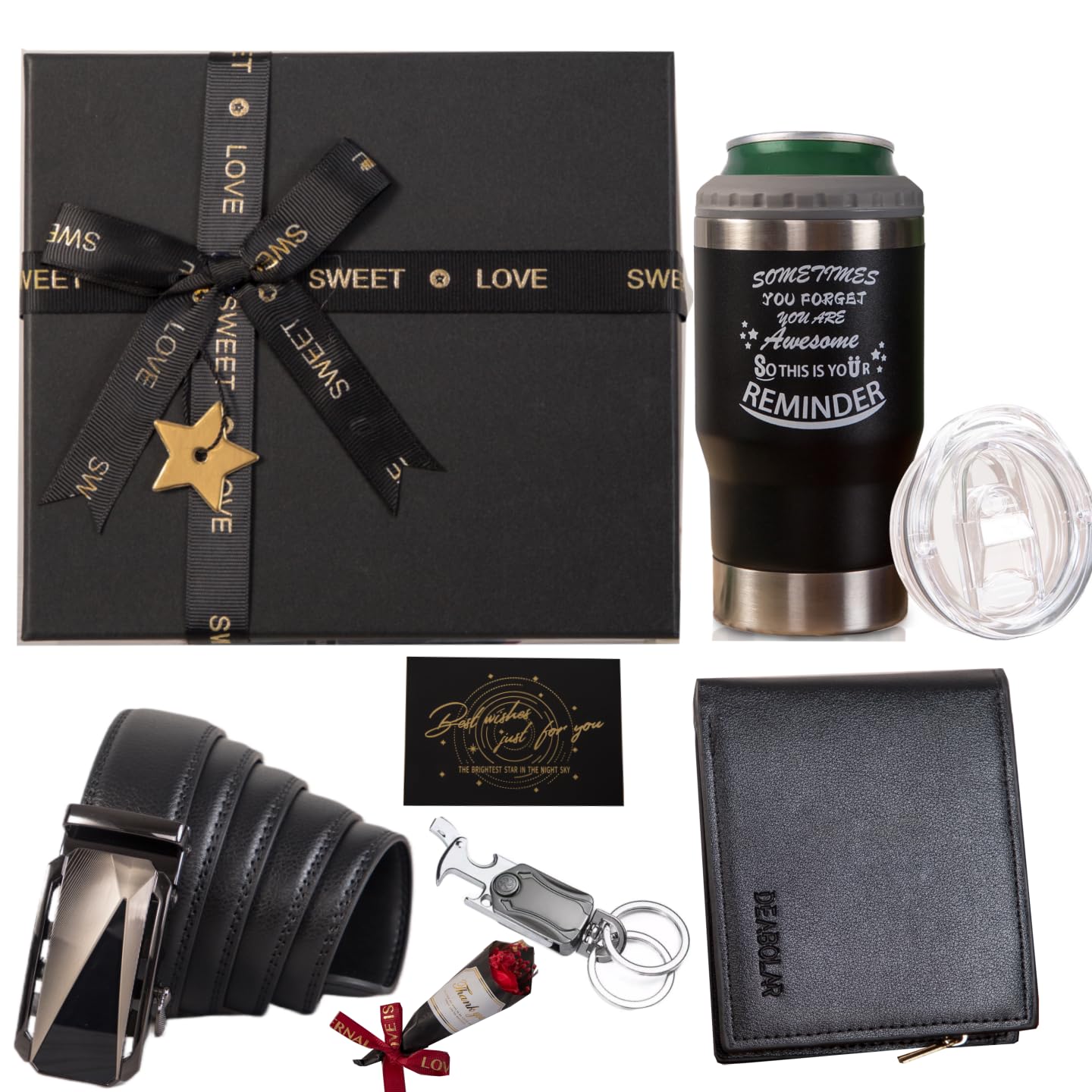 6 Pcs Premium Birthday Gift Baskets for Men - Perfect for Him Who Has Everything, Ideal Gifts for Dad, Boyfriend, Husband, Brother | Great for Father's Day, Valentine's Day