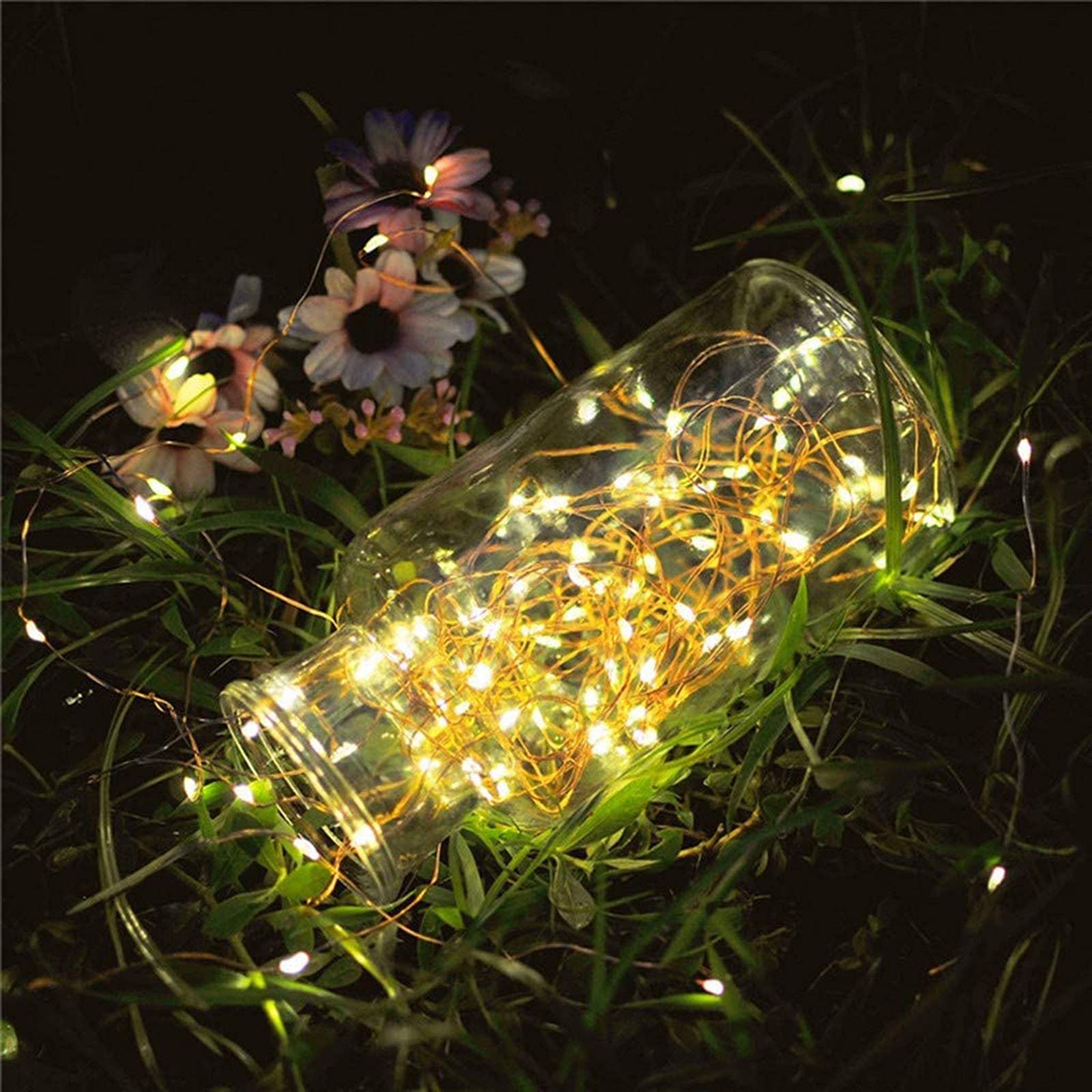 Luces de hadas de cadena LED, 33 pies, 100 LED, operados con el temporizador de control remoto Twinkle String Lights, alimentado por USB, Apto para interior y exterior.