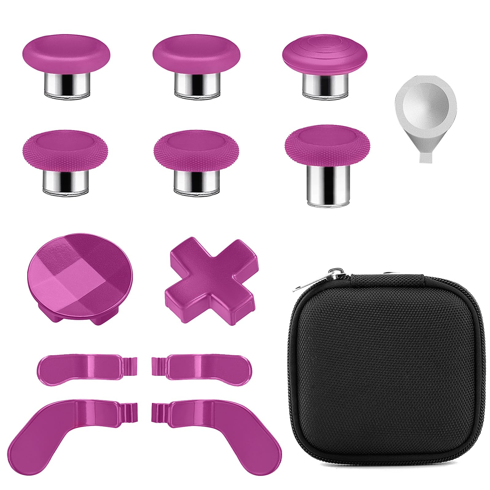 Gopiiphon Jeu de Boutons Métalliques pour Manette Xbox Elite Series 2 Contient 6 Joysticks à Revêtement Métallique, 4 Palettes, 2 D-Pads, 1 Outil de Réglage pour Xbox Elite Serie (Rose Pourpre)