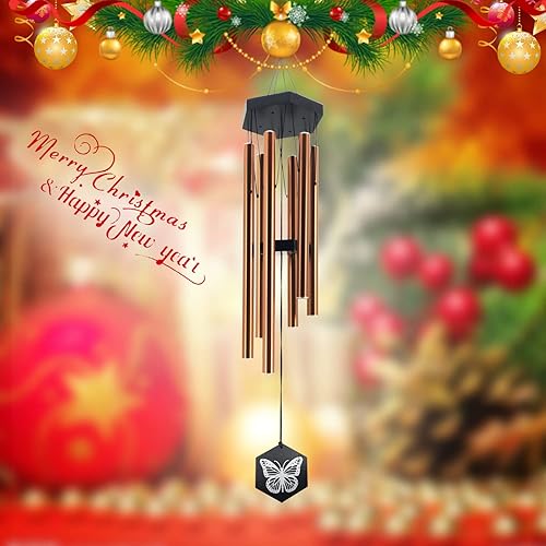 Miniatura 2 de FONMY Campanillas de viento para exteriores con letrero de mariposa, campanillas de viento conmemorativas, gran campanilla de viento, tonos
