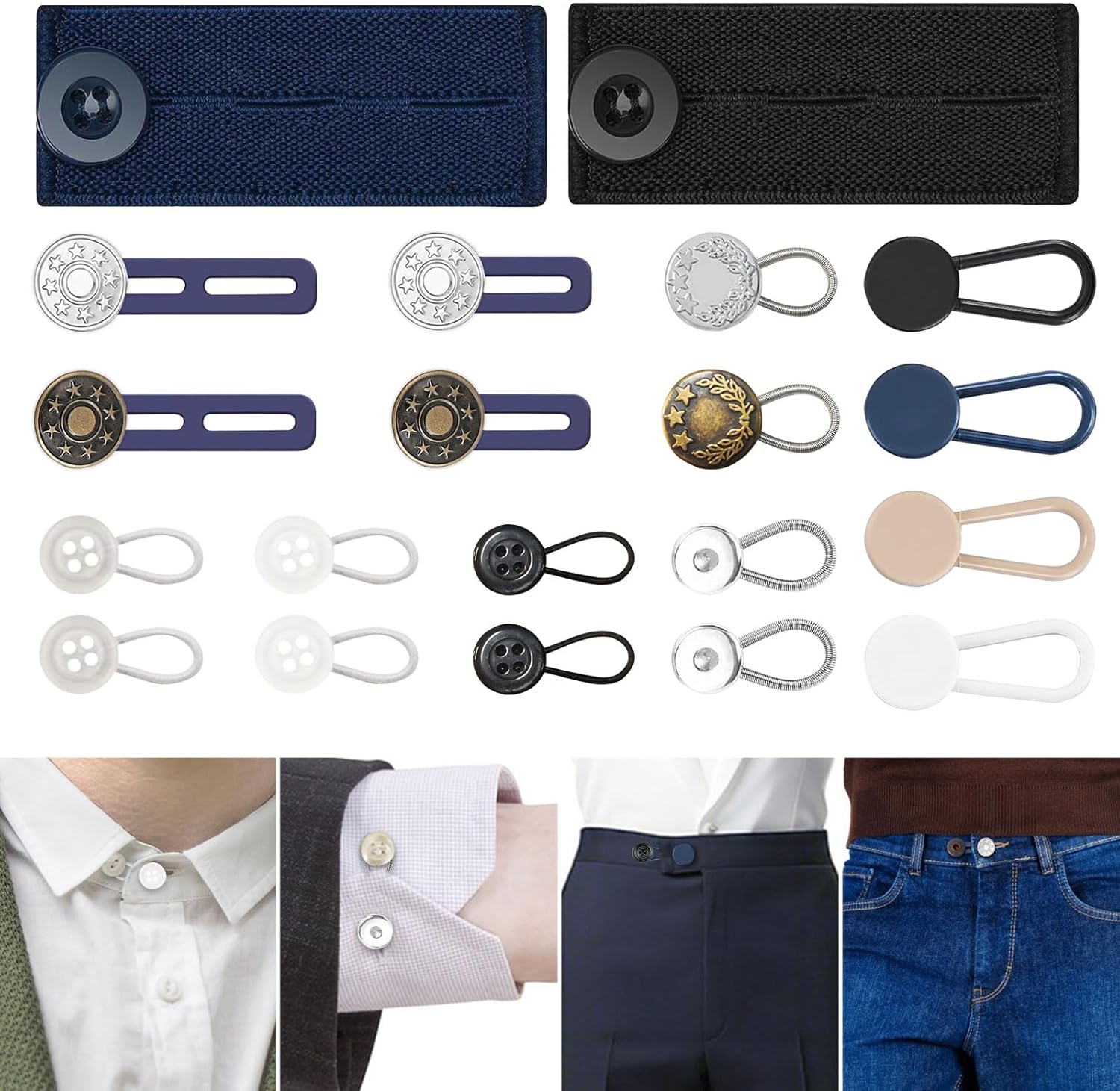 20PCS Button Extenders for Jeans, Collar Pants Extenders