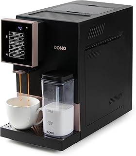 DOMO DO743K Máquina automática de café con boquilla de espuma de leche, bomba de presión italiana de 19 bar, 1,1 l, pantalla táctil, calentador de taza, oro rosa/negro