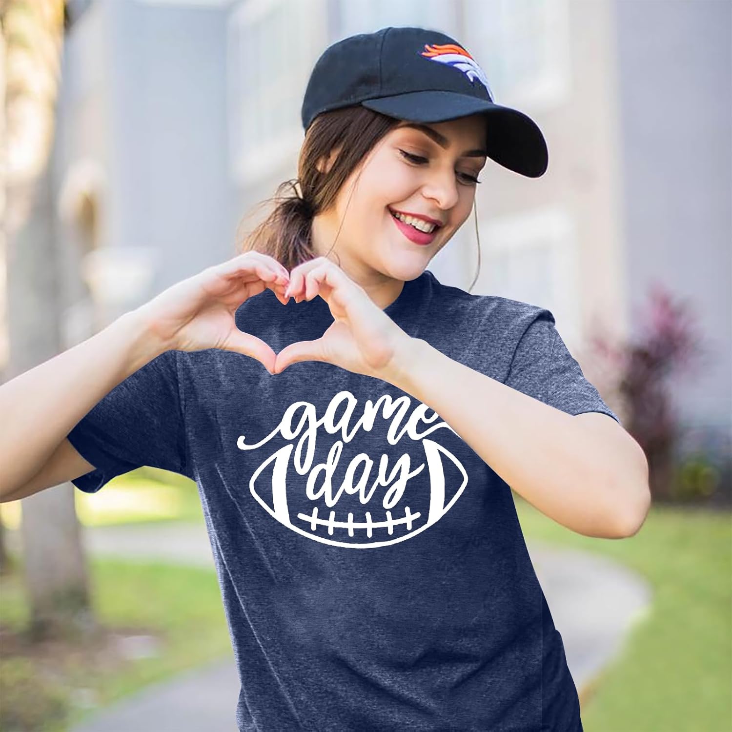 Game Day Football T Shirts Women Cute Football Graphic Tee Tops Funny Sunday Casual Short Sleeve Tee Shirts - Image 5