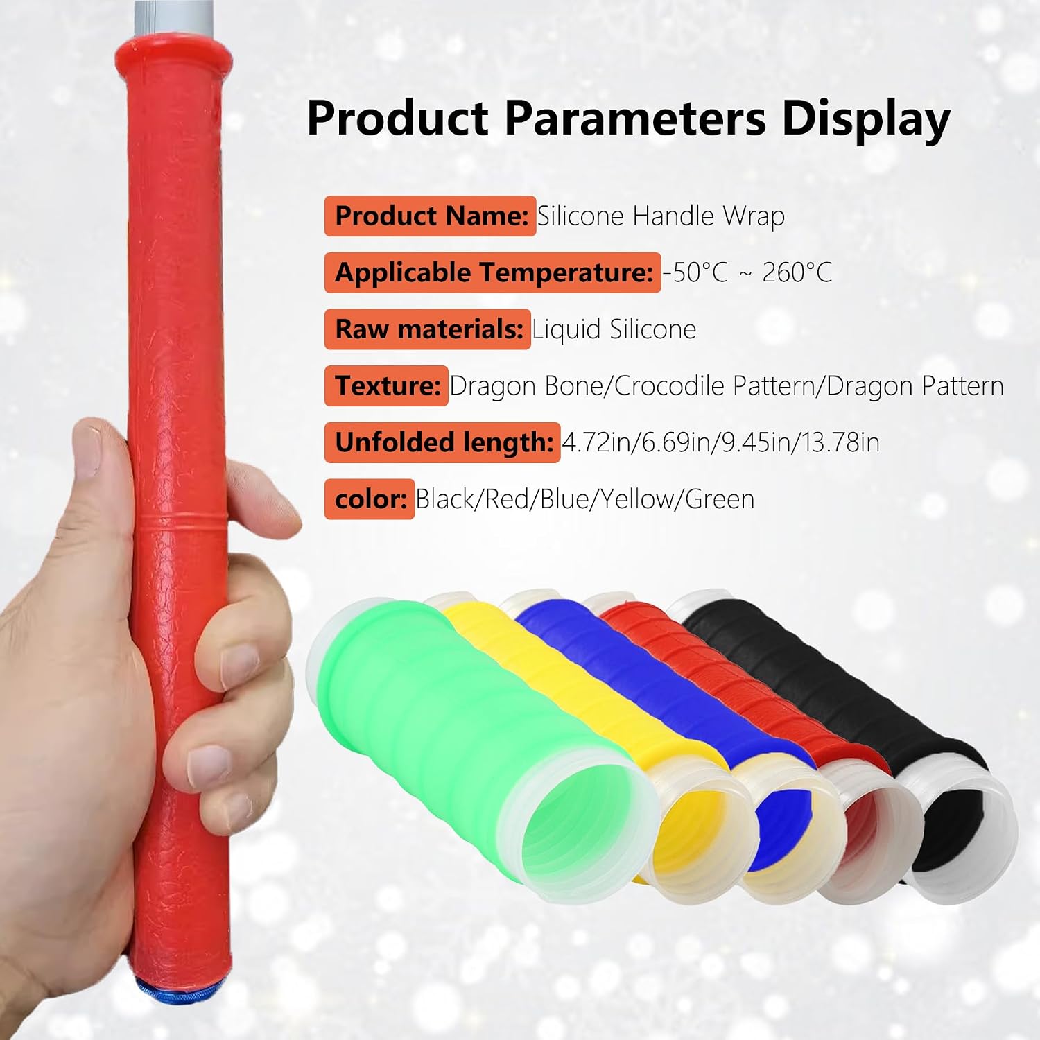Cold Shrink Handle Wrap, 4.7/6.7/9.4in Cold Shrink Handle Cover Tube,Insulation Non-Slip Waterproof to Fishing Rods, Rackets and Hand Tools