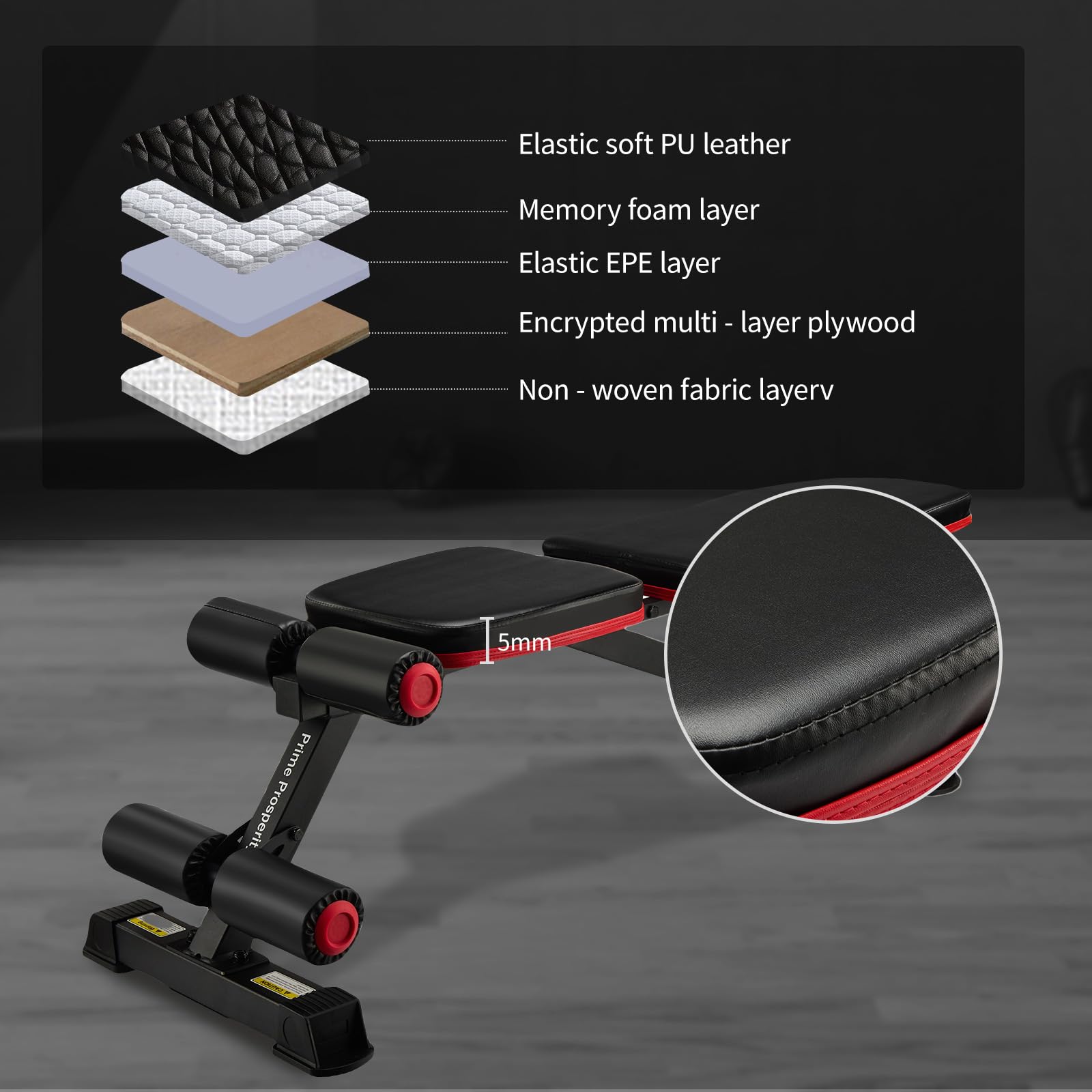 Prime Prosperity Basic Weight Bench for Home Gym,Workout Bench with 8 Backrests, 660LBS Weight Capacity Adjustable Bench