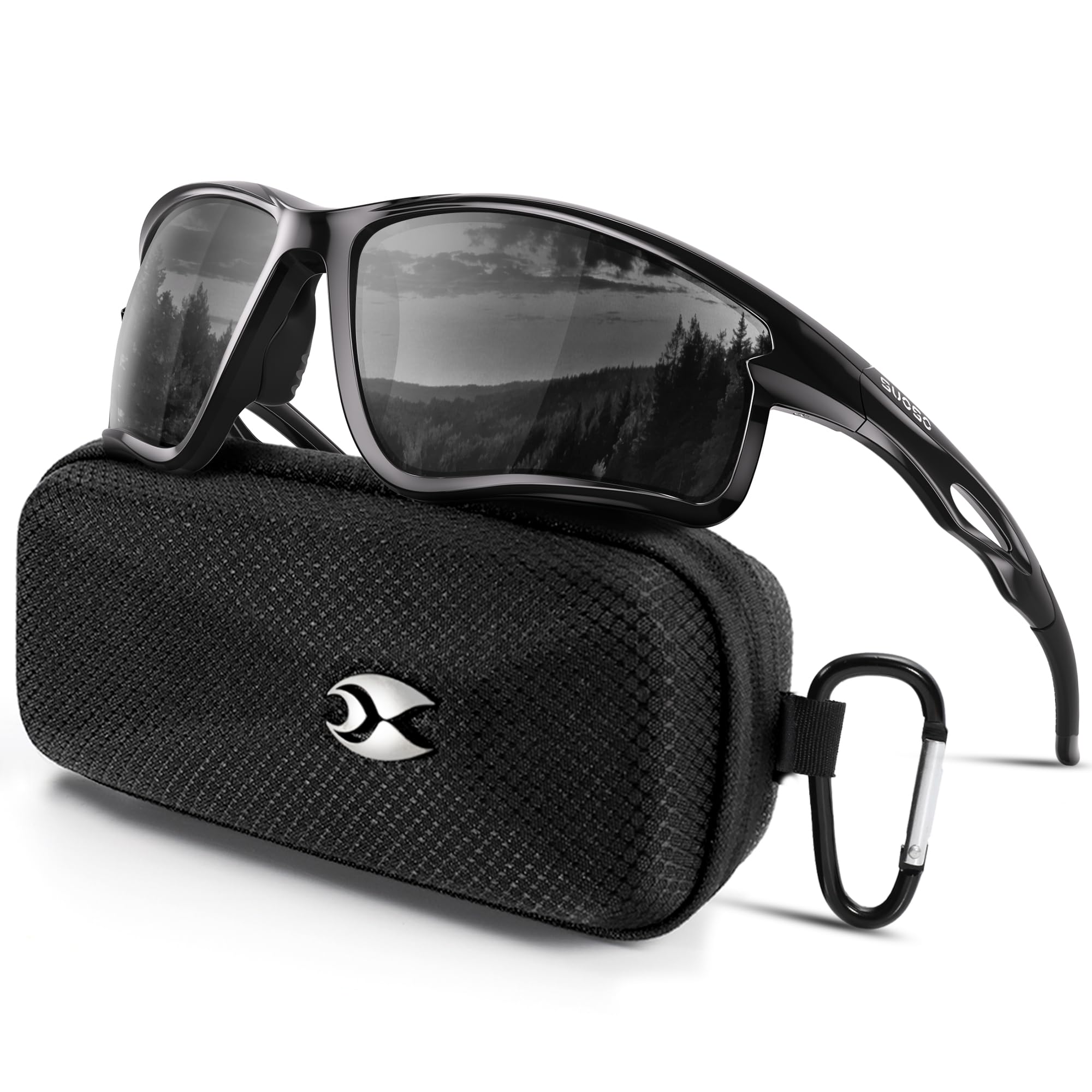 suoso Polarized Sports Sunglasses Men Running Sunglasses Women UV400 Protection Wrap Around Glasses for Fishing Driving TR90